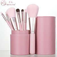 7-Piece Mini Travel Makeup Brush Set with Portable Bag for Face and Eyes