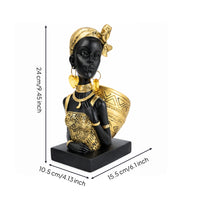African Girl Bust Cultural African Female Bust Sculpture Contemporary Ebony Woman Statue for Entryway