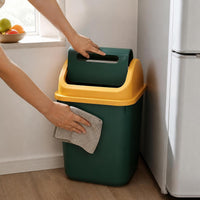 Household Waste Bin with Lid for Bathroom Kitchen Living Room Bedroom, Large Capacity Sealed Swing Lid Storage Bin