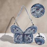 Butterfly Bag Distressed Butterfly Shaped Purse Embroidered Pocketbook for Teens, Concerts