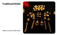 Chinese Bridal Headdress Set Intricate Design Dragon Crown and Hairpin Set Chinese Wedding Crown Gold Plated for Tea Ceremony