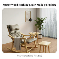 all-season Use Nordic Rocking Chair Thickly paddinged Upholstered Armchair High rearrest Lounge Seat Removable padding for Seniors, Parents, Readers, Living Room, Balcony, Bedroom, perusing nook-style space