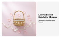 Handmade Wedding Flower Girl Basket Elegant Design Flower Girl Basket Lightweight Raised Bottom for Brides