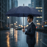 Large Canopy Long-Handle Umbrella Business-Style Automatic Umbrella Reinforced Lightweight for Professionals, Commuters, Couples, Commute, Travel