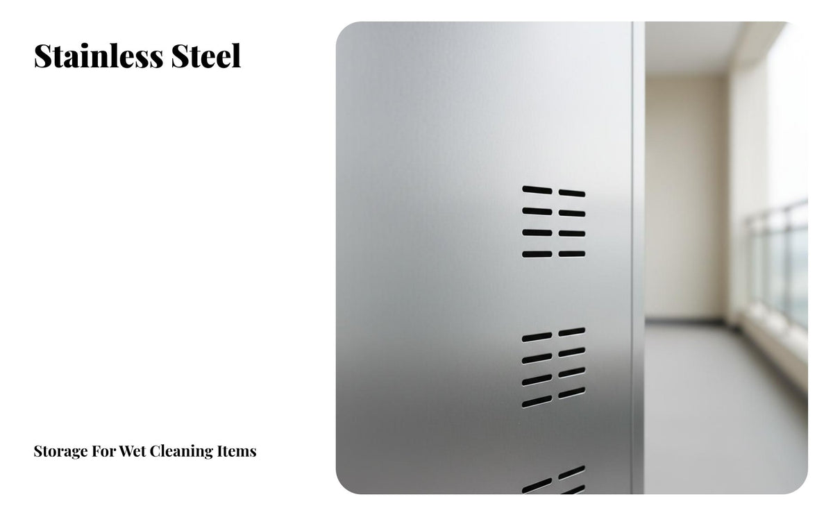 Stainless Steel Cleaning Cabinet Rust-Resistant Cleaning Supply Cabinet Easy to Clean Broom Closet Organizer for Janitors, Homeowners, Hospital