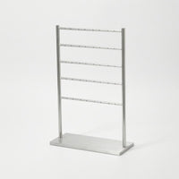 Horizontal Rods Metal Jewelry Stand Silver Finish Earring Holder Freestanding Tabletop Jewelry Rack Slim Design