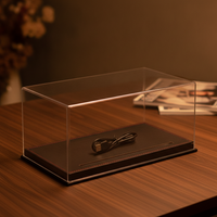 1:24 Scale Car Model Display Case with LED Light and Dust Cover, PVC Showcase for Collection and Exhibition with Parking Lot Scene