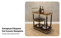 European Design Hotel Food Service Cart High-End Luxury 3-Tier Serving Trolley Easy to Move Mobile Beverage Cart Versatile Usage for Restaurant Employees, Home Entertainers, Homeowners, KTV, Parties, Dining Room, Kitchen