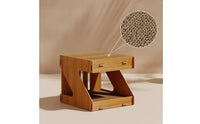 Cat Scratcher House Wooden Look Cat House with Scratch Pad Reversible Furniture for Kittens, Living Room