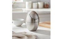 Egg-Shaped Desktop Trash Can Modern Style Egg Shape Trash Can Easy to Clean Stainless Steel Mini Garbage Bin for Vanity
