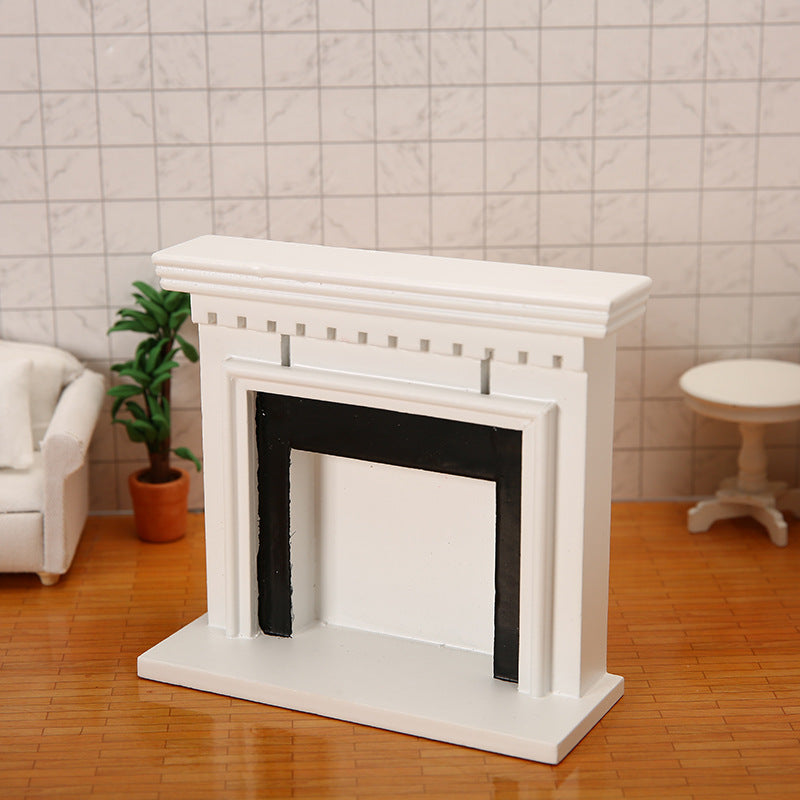 1:12 Dollhouse Miniature Wooden American Fireplace Cabinet Decor