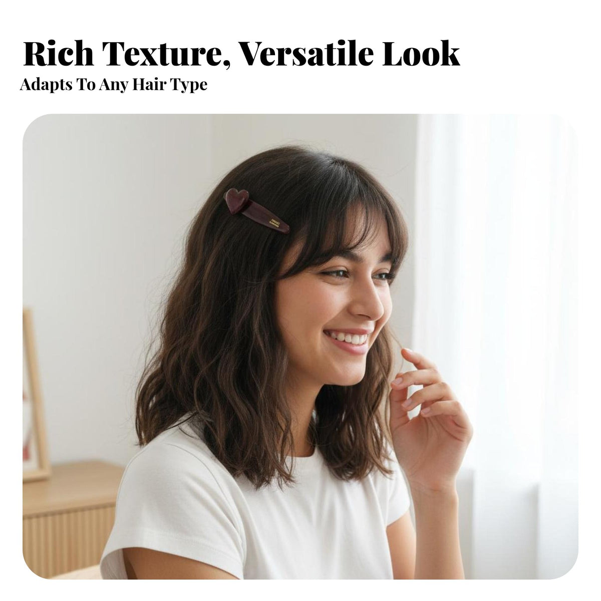 Red Heart Hair Barrette Korean Design Heart Hair Barrette Side Bangs Barrette Valentine's Day Themed Fashionable for Women