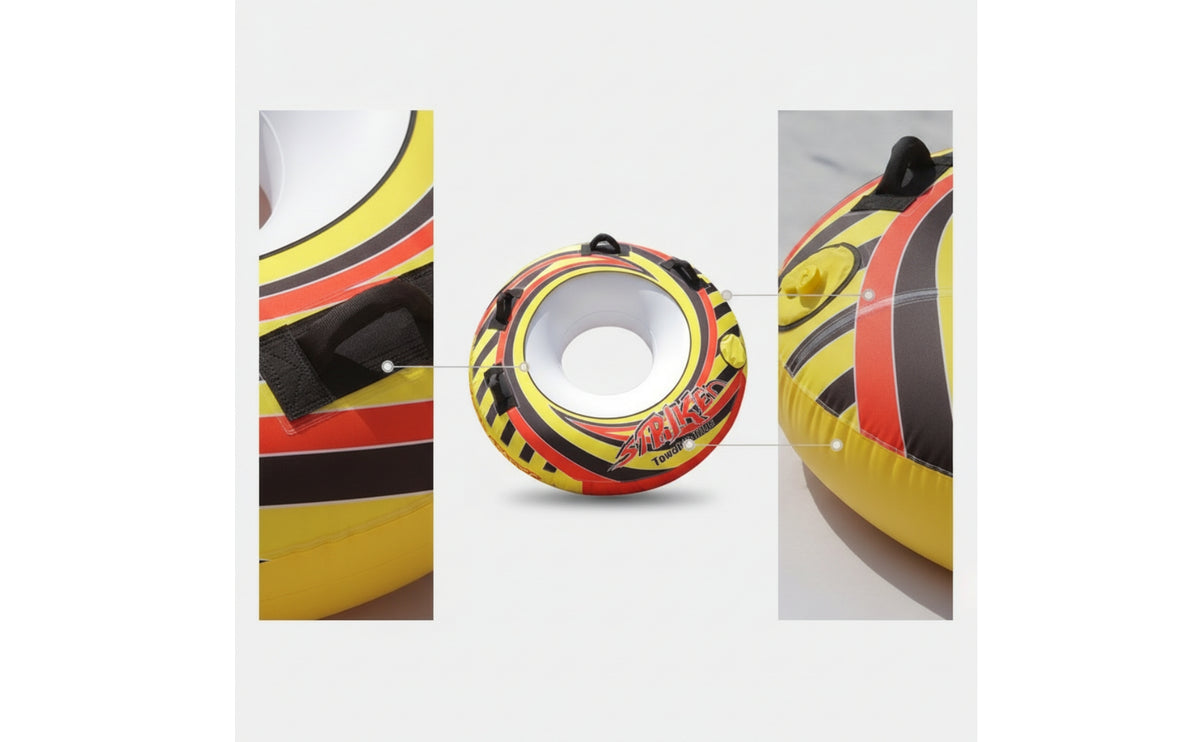 Multi-Color Boat Towable Tube Pull-Behind Inflatable Towable with Handles Heavy-Duty Inflatable Boat Tube Long-Lasting for Boaters, Families, Lake
