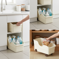 Kitchen Cabinet Pull-Out Storage Organizer with Wheels for Pots, Lids, and Spices