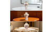 Jewelry Box with Hinged Lid Enamel-Style Trinket Box with Lid Floral Gold-Tone for Dresser, Vanity