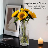 Flower Vase for Special Occasion, Decorative Glass Vessel for Flowers, Modern Minimalist Ice Texture Vase, Artistic Vase for Interior Design