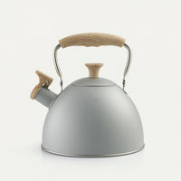 Induction Compatible Whistling Tea Kettle Matte Whistling Kettle Wood Grain Cookware Sleek for Gas Cooktop, Kitchen