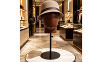 Freestanding Hairpiece Display Wooden-Grain Adjustable Display Head Stand Round Base