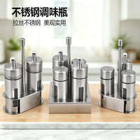 Kitchen Stainless Steel 3-Piece Seasoning Bottle Set for Solid and Liquid Condiments