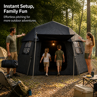 Hexagonal Automatic Ridge Tent Tarp 2-in-1 Rainproof Sunscreen Camping Shelter with Titanium Coating