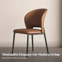 Italian Design Upholstered Side Chair with Curved Back Minimalist Design Curved Backrest Chair Light Luxury Seating Furniture Soft Padded for Families, Homeowners, Restaurant Owners, Dining Room, Kitchen, Study, Home Office
