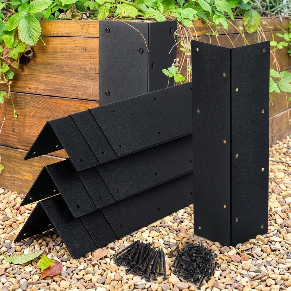 Raised Beds for Garden Steel Angle Brackets with Fasteners, Heavy Duty Corner Brackets for Raised Planter, Powder Coated DIY Garden Beds, Steel