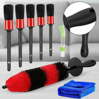 9 Pieces Soft Bristle Car Wash Brush Kit Different Shapes Car Detailing Brush Set Compact for Home Garage
