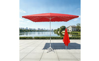 Straight-Pole Umbrella Height-Adjustable Umbrella with Sixframework Sun Protection for Vendors, Patio, Courtyard, Market Stalls