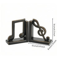 Music Note Bookends Compact Decorative Bookends Space-Saving Book Holders for Readers, Bookshelf