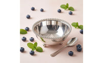 Reflective Footed Dessert Bowl Silver Beaded Bowl Decorative Serving Dish Stable Base