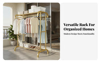Stable Structure Unattached Standing Clothes Organizer Easy Assembly Clothing Rack with Shelf Large Capacity Unattached Standing Clothing Rack with Shelf Rust Resistant for Homeowners, Boutique Owners, Balcony, Outdoor, Bedroom, Laundry Room