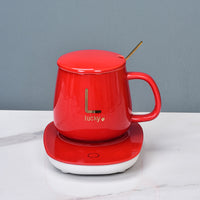 55°C Smart Mug Warmer with Ceramic Milk Mug, Automatic Constant Temperature Heating Coaster