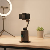360-Degree Face Tracking Phone Holder Motorized Mobile Phone Gimbal Automatic Live Broadcasting for Creators, Product Demos
