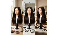16-Inch Hairdressing Mannequin Head Straight Human Hair Mannequin Head Multifunctional Professional-Grade for Hairdressers