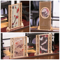 DIY Ancient Style Screen Model Kit with Stickers for Dioramas and Room Dividers