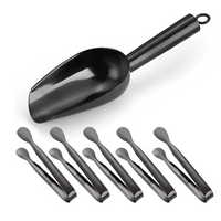 Stainless Steel Ice Scoop and Tong Set for Bar, Kitchen, and Buffet