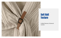 Elegant Korean Style Knitted Shawl, Plain Cape, Leather Buckle Neck Warmer
