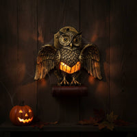 Owl Wall Lamp Vintage Owl Lamp with Book Base Gothic Stylish for Reading Corner, Bedroom