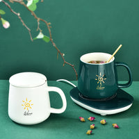 55°C Smart Mug Warmer with Ceramic Milk Mug, Automatic Constant Temperature Heating Coaster