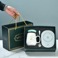 55°C Smart Mug Warmer with Ceramic Milk Mug, Automatic Constant Temperature Heating Coaster