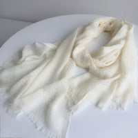 Pure White 80-Count Wool Scarf for Dyeing, Women's Winter Warm Neck Wrap
