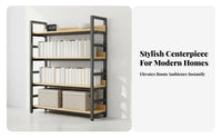Industrial Aesthetic Multi-Tier Freestanding Shelf Space-Saving Design Multi-Tier Shelf Rack Multifunctional Bookshelf Versatile Use for Apartment Dwellers, Office Workers, Living Room, Small Areas, Bedroom, Kitchen