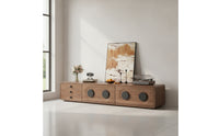 TV Cabinet with Drawers Low-Profile TV Stand Rounded-Edge Media Console for Living Room