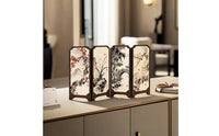 Wood-Framed Tabletop Screen with Base Supports Oriental Foldable Mini Screen Freestanding Decor Miniature for Entryway Console