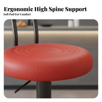 Stable Round Base Adjustable Swivel Stool Integrated Footrest Adjustable Swivel Stool with Backrest Floor Protection Loop Bar Chair Wide Padded Seat for Business Owners, Homeowners, Counter, Reception Desk, Kitchen, Cafe