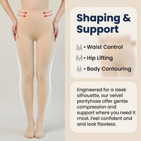 Tights for Women with Fleece Lining for Cold Weather, Black Opaque Nylon for Office Wear, Velvet Soft Leggings