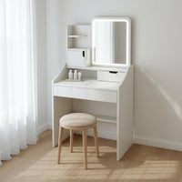 Makeup Table with Storage Shelves Modern Minimalist Style Small Dressing Table Set for Women