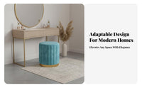 Minimalist Design Upholstered Vanity Stool Space-Saving Upholstered Makeup Stool Easy to Clean Indoor Furniture Comfy for Nail Technicians, Homeowners, Apartment Dwellers, Living Room, Bedroom, Dressing Table, Entryway