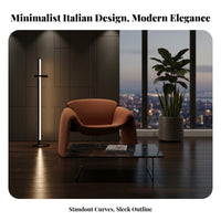 Minimalist Design Sculptural Armchair Ergonomic Comfort Lounge Chair High-Density Foam Household Furniture Non-Pilling Textile for Homeowners, Adults, Living Room, Reception Area, Reading Nook, Pale Ice