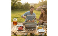 Foldable Portable Charcoal Grill Stainless Steel Tabletop Charcoal Grill Space-Saving Removable for Campers, Backyard